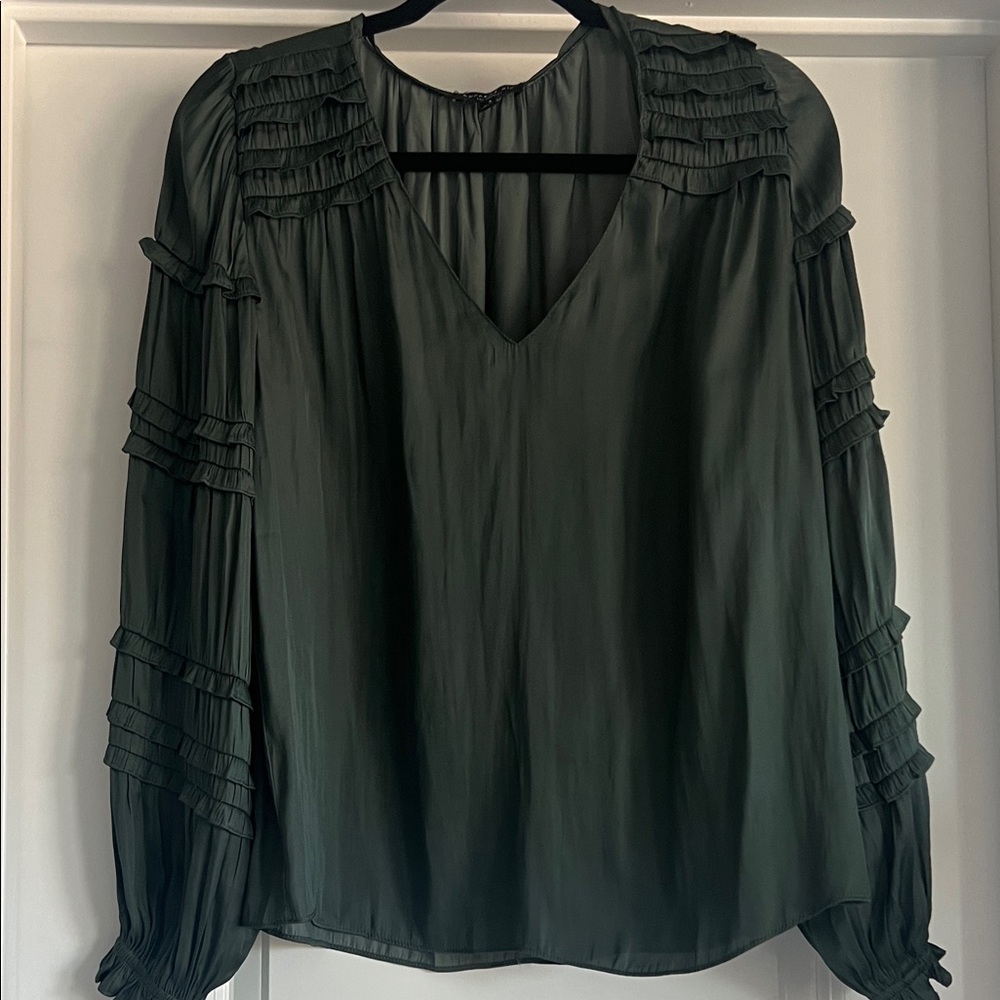 Current Air Deep Green Ruffle Blouse